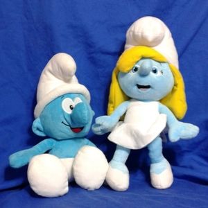 Happy Smurf & Smurfette Plush Official Movie Merch